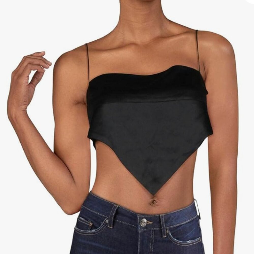 Danielle Bernstein We Wore What Handkerchief Tank Top in Black Size XS - NWT